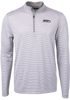 Cutter and Buck Seattle Seahawks Mens Grey Virtue Eco Pique Stripe Big Tall Qtr Zip