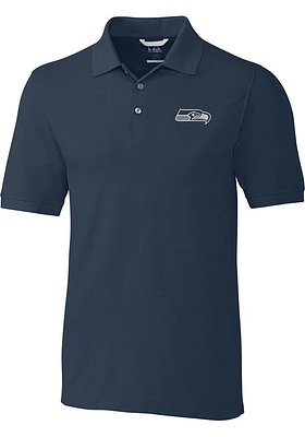 Cutter and Buck Seattle Seahawks Navy Blue Advantage Pique Big Tall Polo