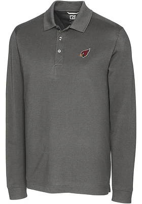 Cutter and Buck Arizona Cardinals Mens Grey Advantage Pique Long Sleeve Big Tall Polos Shirt