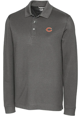Cutter and Buck Chicago Bears Mens Grey Advantage Pique Long Sleeve Big Tall Polos Shirt