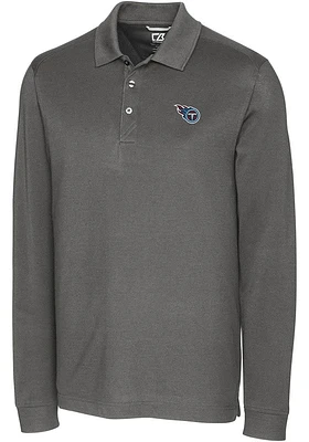 Cutter and Buck Tennessee Titans Mens Grey Advantage Pique Long Sleeve Big Tall Polos Shirt