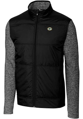 Cutter and Buck Green Bay Packers Mens Black Stealth Big Tall Light Weight Jacket