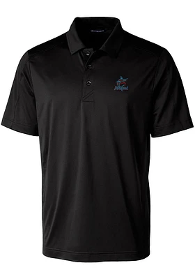 Cutter and Buck Miami Marlins Mens Prospect Textured Short Sleeve Polo