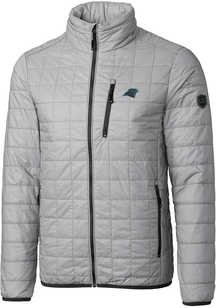 Cutter and Buck Carolina Panthers Mens Grey Rainier PrimaLoft Big Tall Lined Jacket