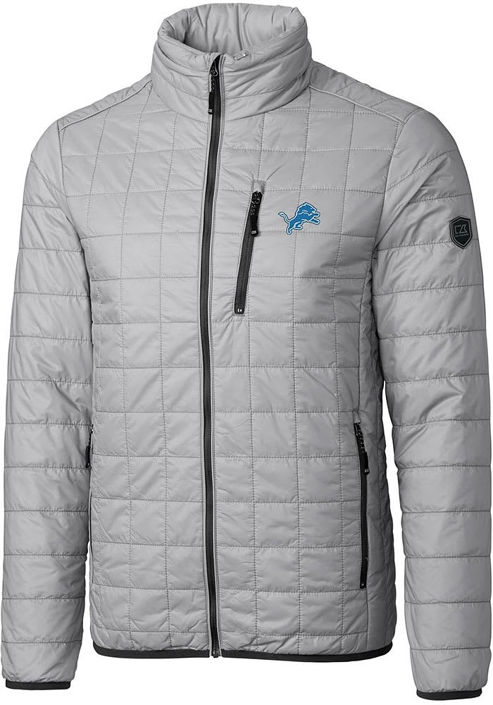 Cutter and Buck Detroit Lions Mens Grey Rainier PrimaLoft Big Tall Lined Jacket