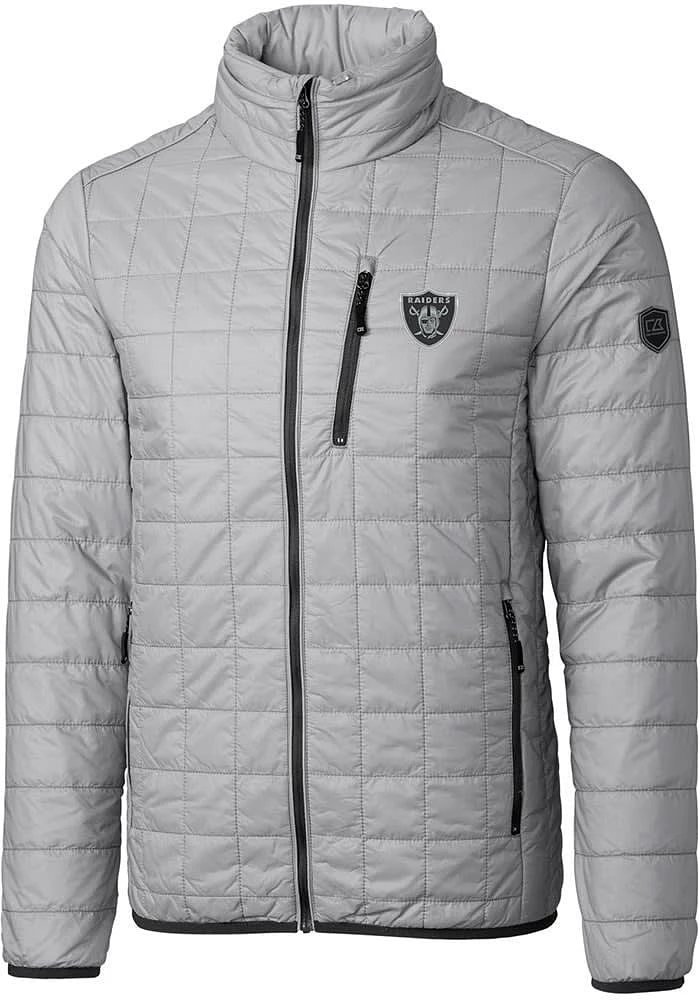 Cutter and Buck Las Vegas Raiders Mens Grey Rainier PrimaLoft Big Tall Lined Jacket