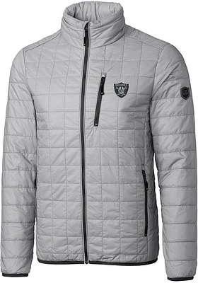 Cutter and Buck Las Vegas Raiders Mens Grey Rainier PrimaLoft Big Tall Lined Jacket