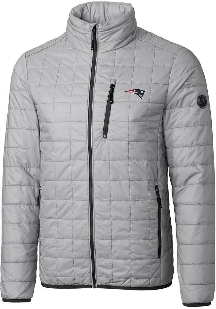 Cutter and Buck New England Patriots Mens Grey Rainier PrimaLoft Big Tall Lined Jacket