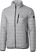 Cutter and Buck Pittsburgh Steelers Mens Grey Rainier PrimaLoft Big Tall Lined Jacket