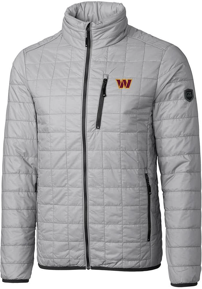Cutter and Buck Washington Commanders Mens Grey Rainier PrimaLoft Big Tall Lined Jacket