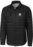 Cutter and Buck Pittsburgh Steelers Mens Black Rainier PrimaLoft Quilted Big Tall Lined Jacket