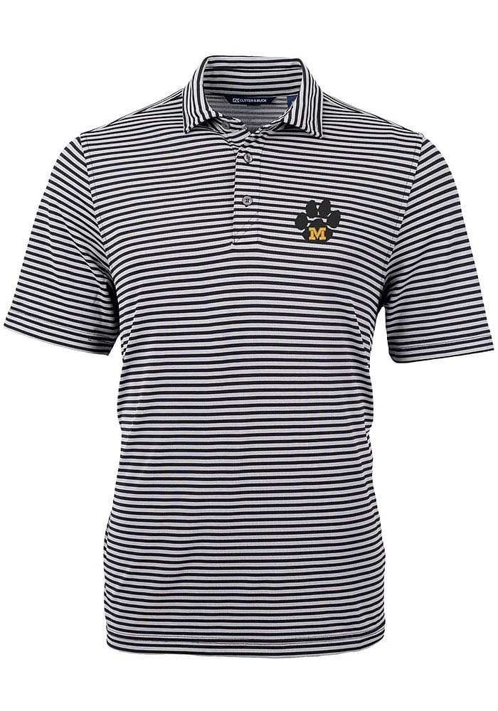 Cutter and Buck Missouri Tigers Mens Black Virtue Eco Pique Stripe Short Sleeve Polo