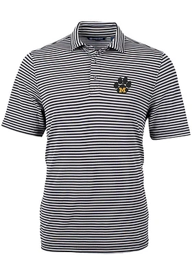 Cutter and Buck Missouri Tigers Mens Black Virtue Eco Pique Stripe Short Sleeve Polo