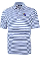 Cutter and Buck Kansas Jayhawks Mens Virtue Eco Pique Stripe Short Sleeve Polo