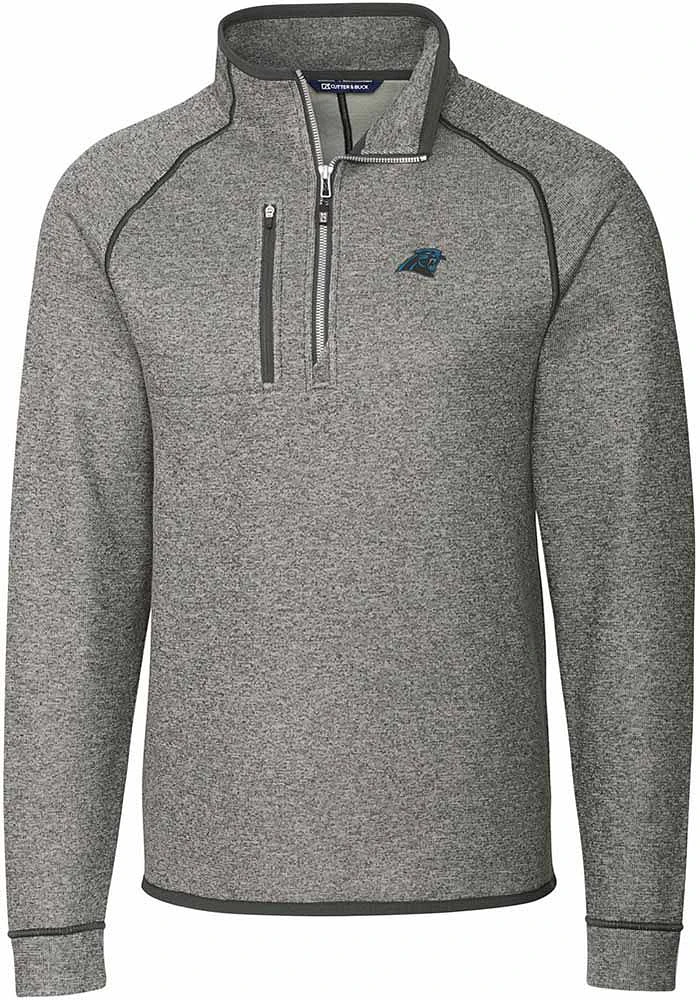 Cutter and Buck Carolina Panthers Mens Grey Mainsail Big Tall Qtr Zip