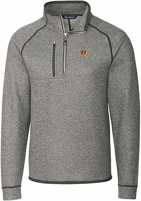 Cutter and Buck Cincinnati Bengals Mens Grey Mainsail Big Tall 1/4 Zip Pullover