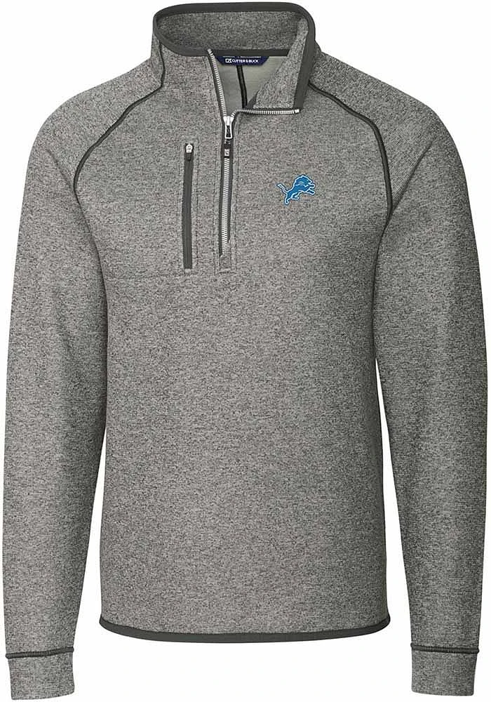 Cutter and Buck Detroit Lions Mens Grey Mainsail Big Tall Qtr Zip