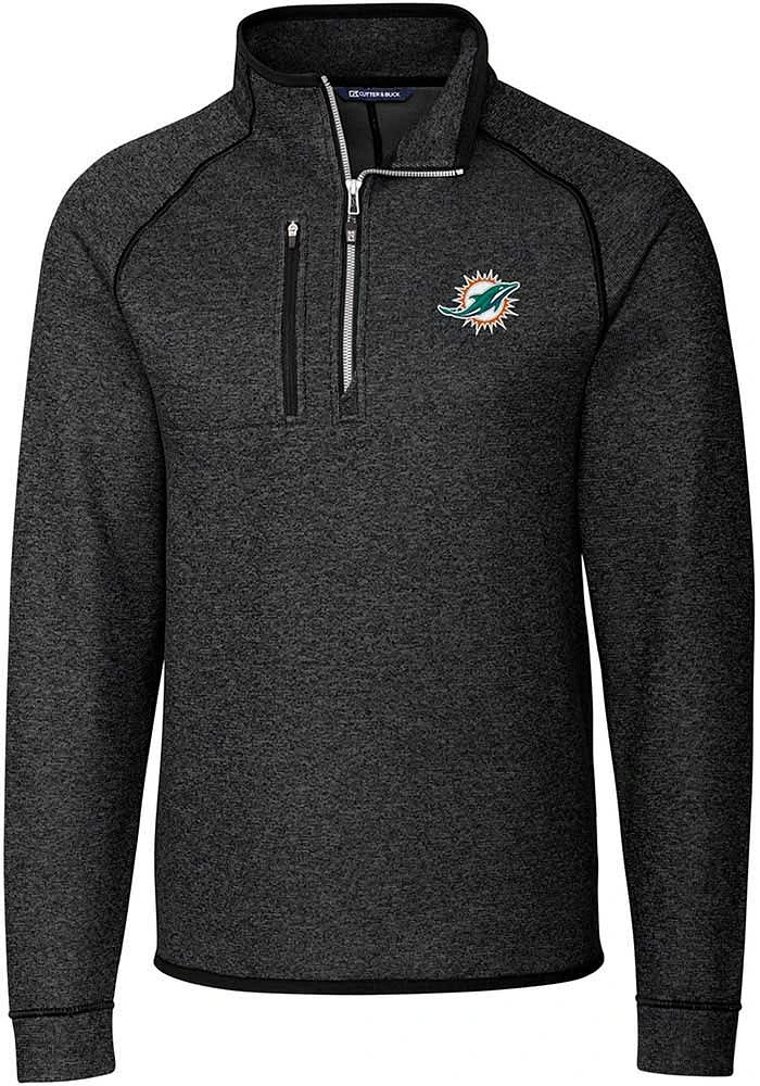 Cutter and Buck Miami Dolphins Mens Charcoal Mainsail Big Tall Qtr Zip