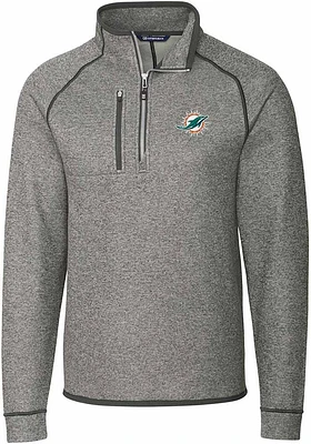 Cutter and Buck Miami Dolphins Mens Grey Mainsail Big Tall Qtr Zip