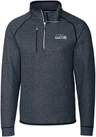 Cutter and Buck Seattle Seahawks Mens Navy Blue Mainsail Big Tall Qtr Zip