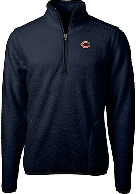 Cutter and Buck Chicago Bears Mens Navy Blue Cascade Sherpa Big Tall Qtr Zip