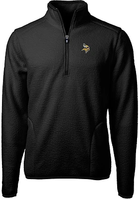 Cutter and Buck Minnesota Vikings Mens Black Cascade Sherpa Big Tall Qtr Zip