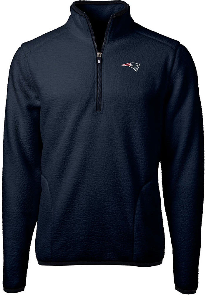 Cutter and Buck New England Patriots Mens Navy Blue Cascade Sherpa Big Tall Qtr Zip