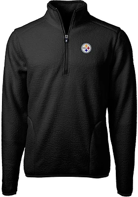 Cutter and Buck Pittsburgh Steelers Mens Black Cascade Sherpa Big Tall Qtr Zip