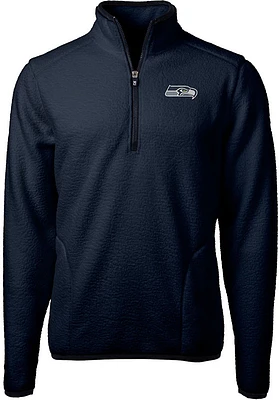 Cutter and Buck Seattle Seahawks Mens Navy Blue Cascade Sherpa Big Tall Qtr Zip