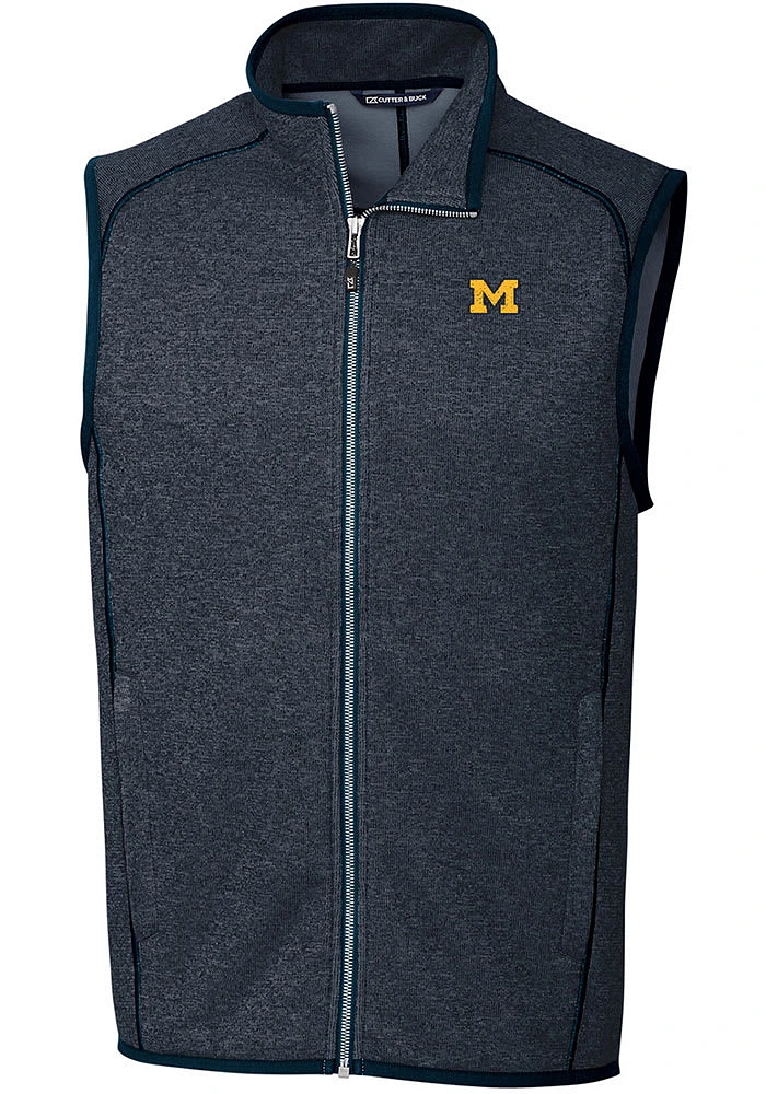 Cutter and Buck Michigan Wolverines Mens Navy Blue Mainsail Sleeveless Jacket