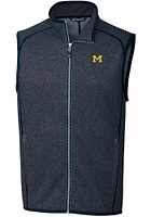 Cutter and Buck Michigan Wolverines Mens Navy Blue Mainsail Sleeveless Jacket