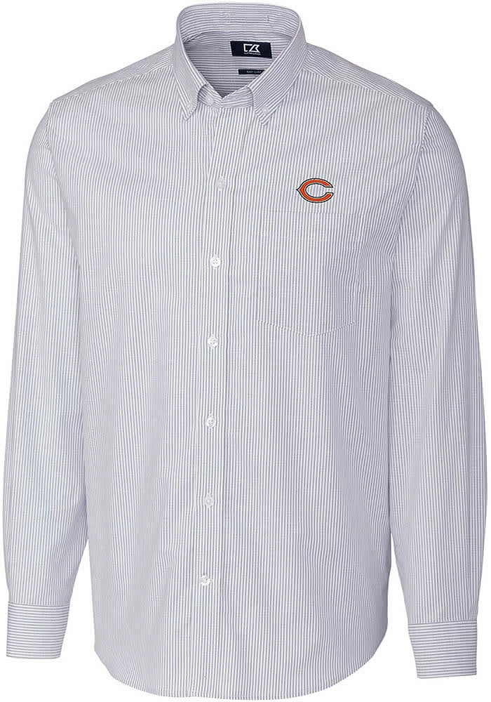 Cutter and Buck Chicago Bears Mens Light Blue Stretch Oxford Stripe Big Tall Dress Shirt
