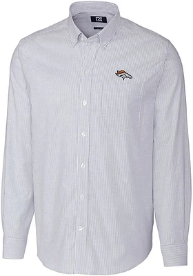 Cutter and Buck Denver Broncos Mens Light Blue Stretch Oxford Stripe Big Tall Dress Shirt