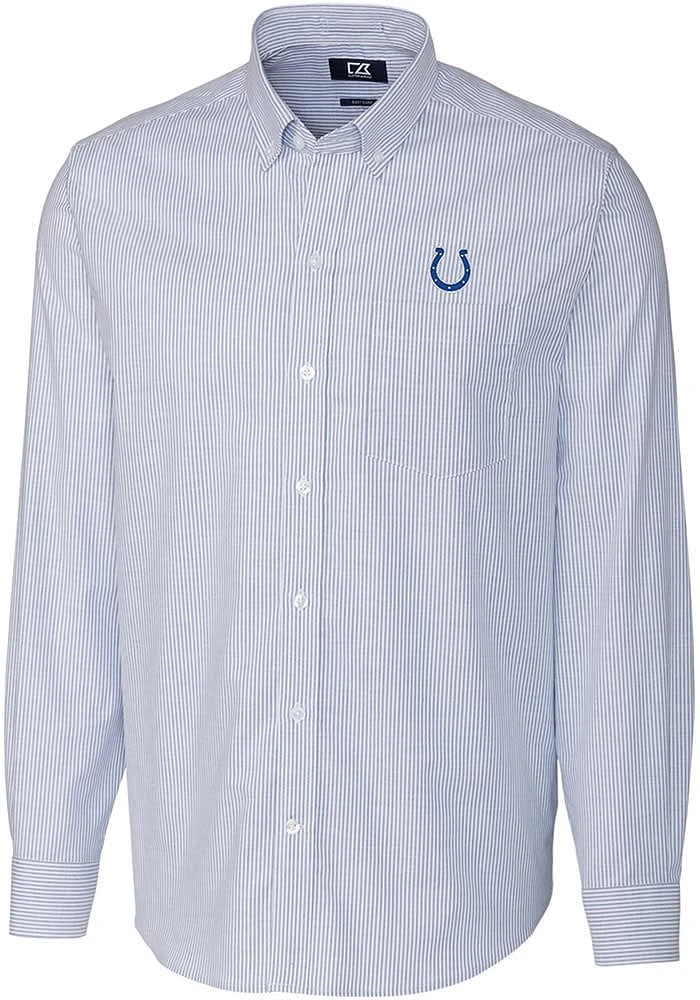 Cutter and Buck Indianapolis Colts Mens Blue Stretch Oxford Stripe Big Tall Dress Shirt