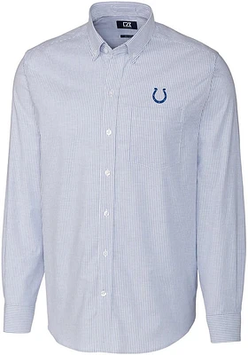 Cutter and Buck Indianapolis Colts Mens Blue Stretch Oxford Stripe Big Tall Dress Shirt