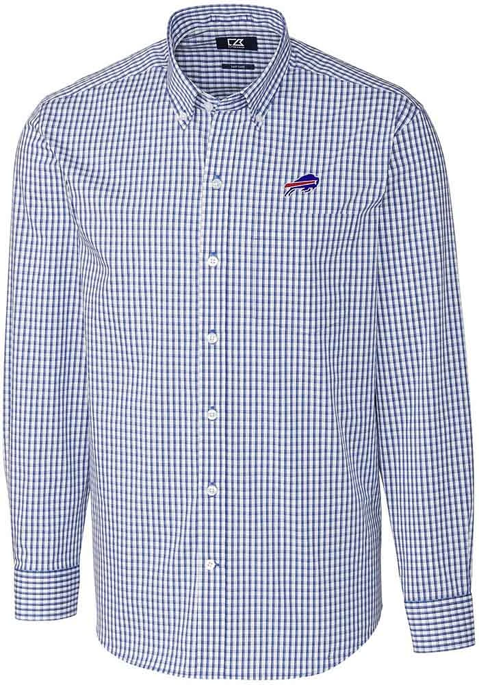 Cutter and Buck Buffalo Bills Mens Blue Easy Care Stretch Big Tall Dress Shirt