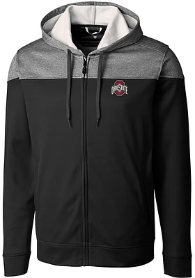 Cutter and Buck Ohio State Buckeyes Mens Black Pop Fly Design Long Sleeve Zip