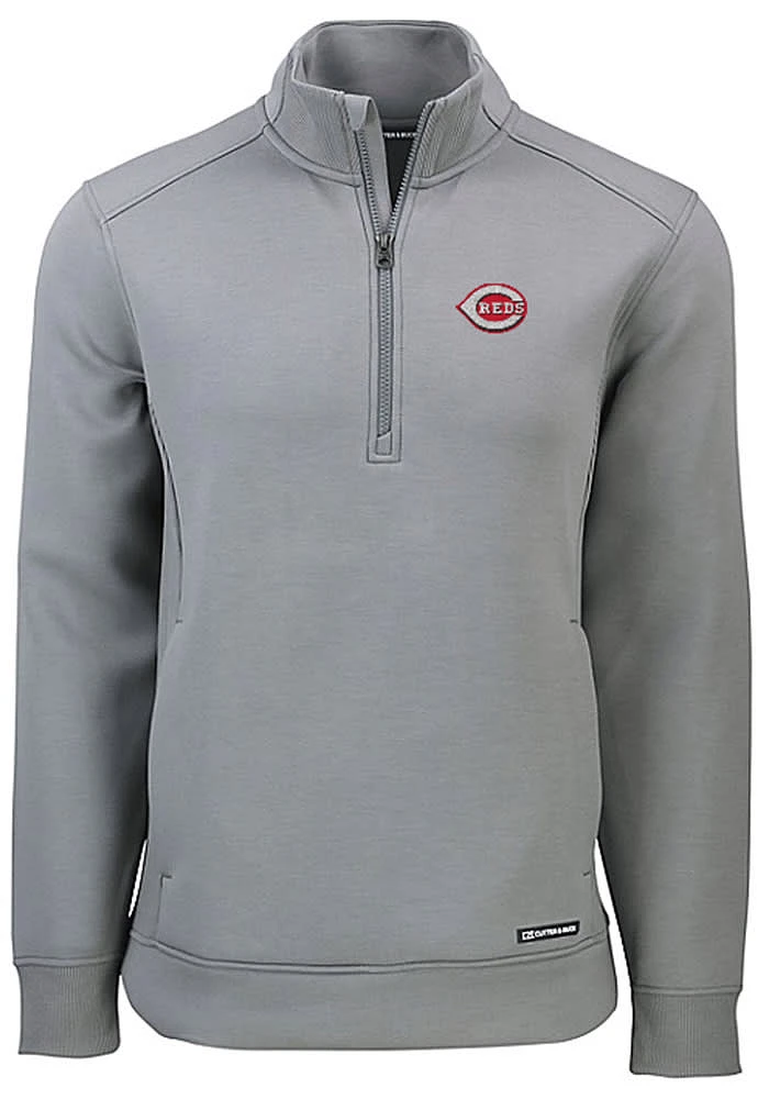 Cutter and Buck Cincinnati Reds Mens Grey Roam Long Sleeve Zip