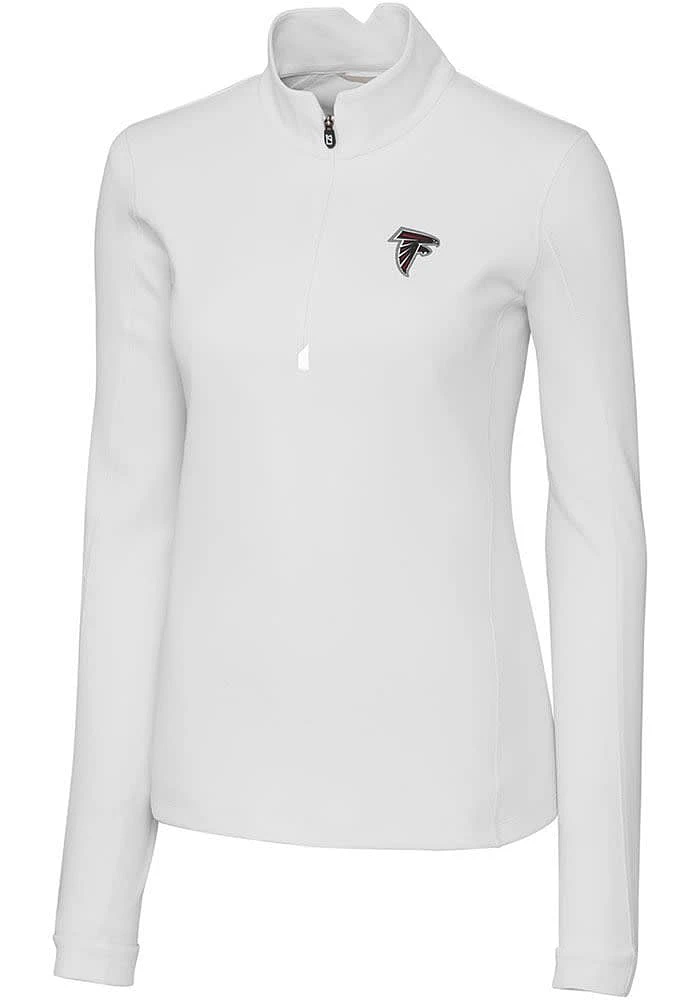Cutter and Buck Atlanta Falcons Womens White Traverse Qtr Zip