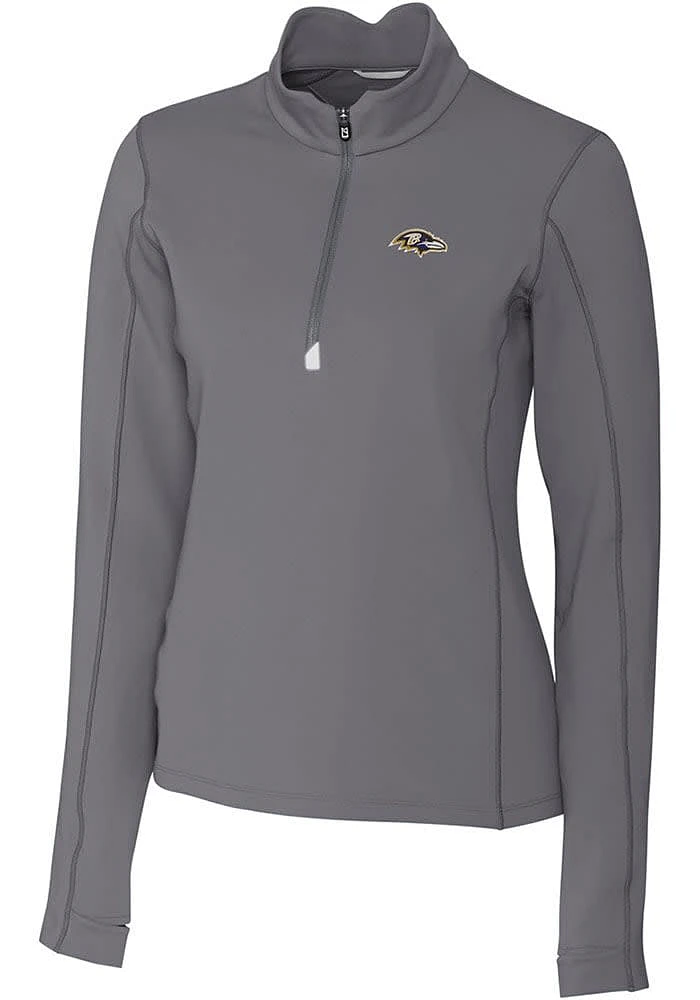 Cutter and Buck Baltimore Ravens Womens Grey Traverse Qtr Zip