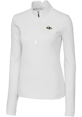 Cutter and Buck Baltimore Ravens Womens White Traverse Qtr Zip