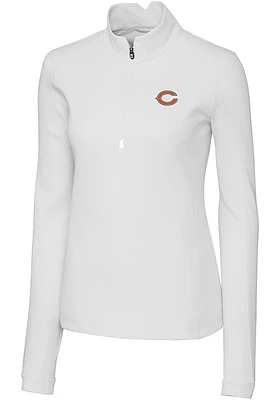Cutter and Buck Chicago Bears Womens White Traverse Qtr Zip