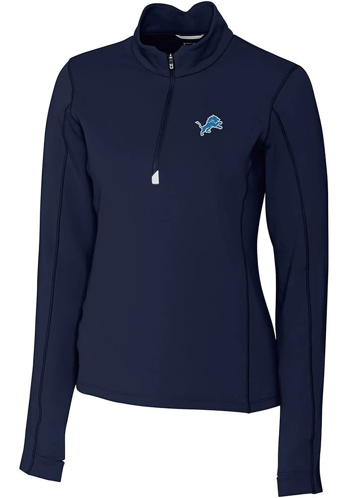 Cutter and Buck Detroit Lions Womens Navy Blue Traverse Qtr Zip