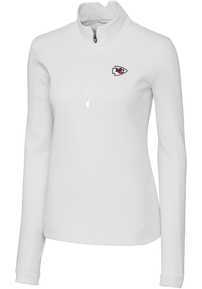 Cutter and Buck Kansas City Chiefs Womens White Traverse Qtr Zip