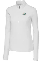 Cutter and Buck Miami Dolphins Womens White Traverse Qtr Zip