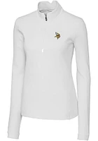 Cutter and Buck Minnesota Vikings Womens White Traverse Qtr Zip