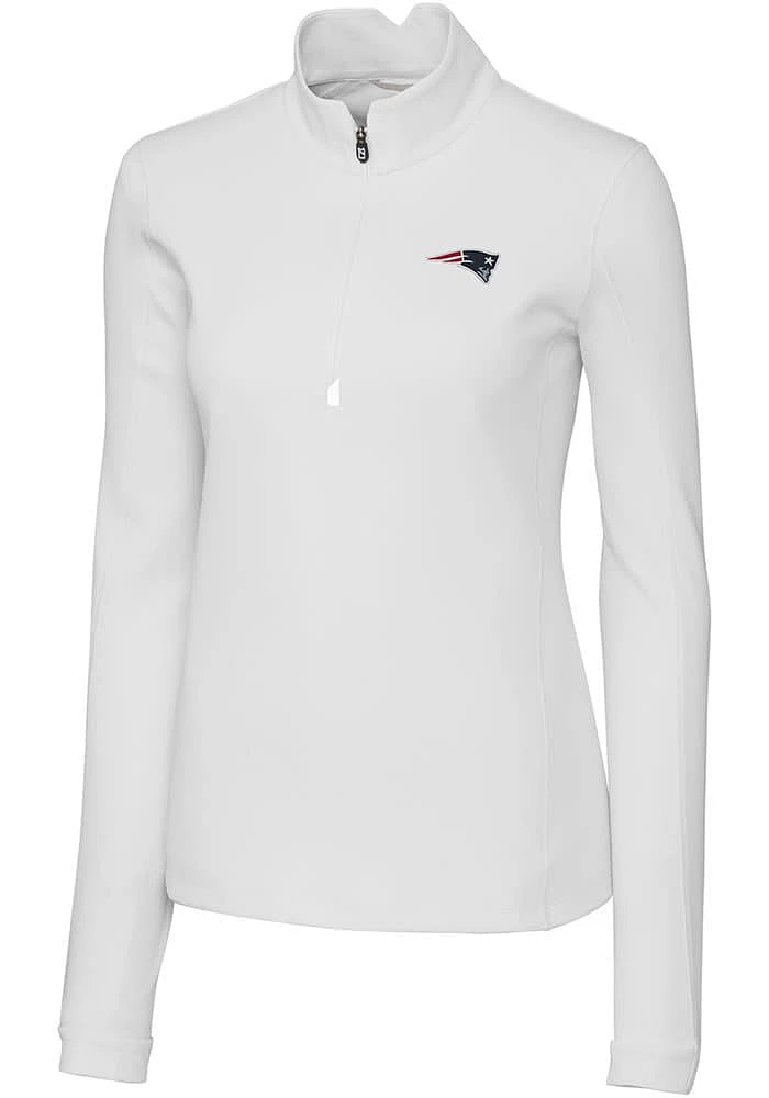 Cutter and Buck New England Patriots Womens White Traverse Qtr Zip