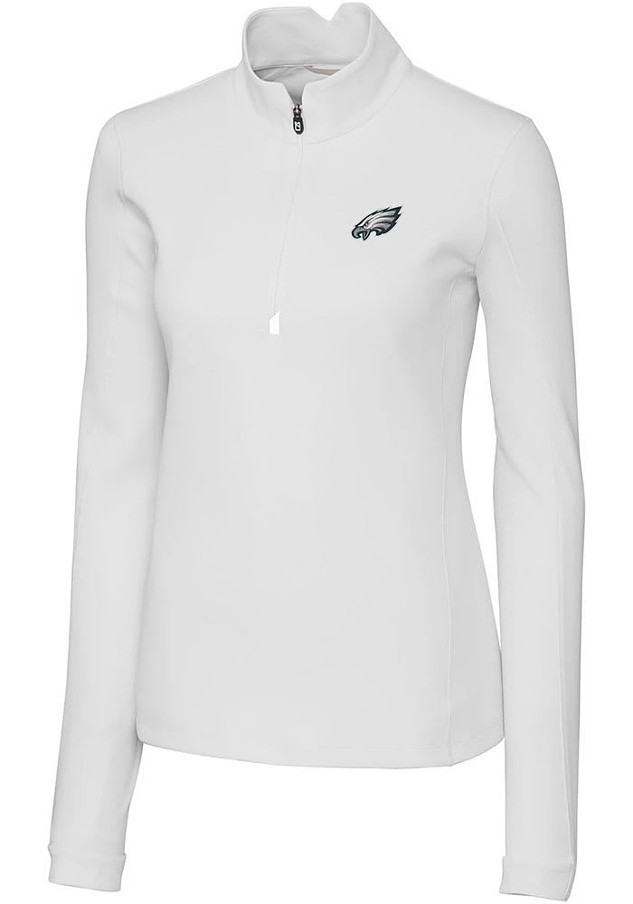 Cutter and Buck Philadelphia Eagles Womens White Traverse Qtr Zip