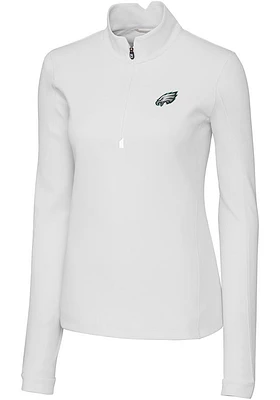 Cutter and Buck Philadelphia Eagles Womens White Traverse Qtr Zip
