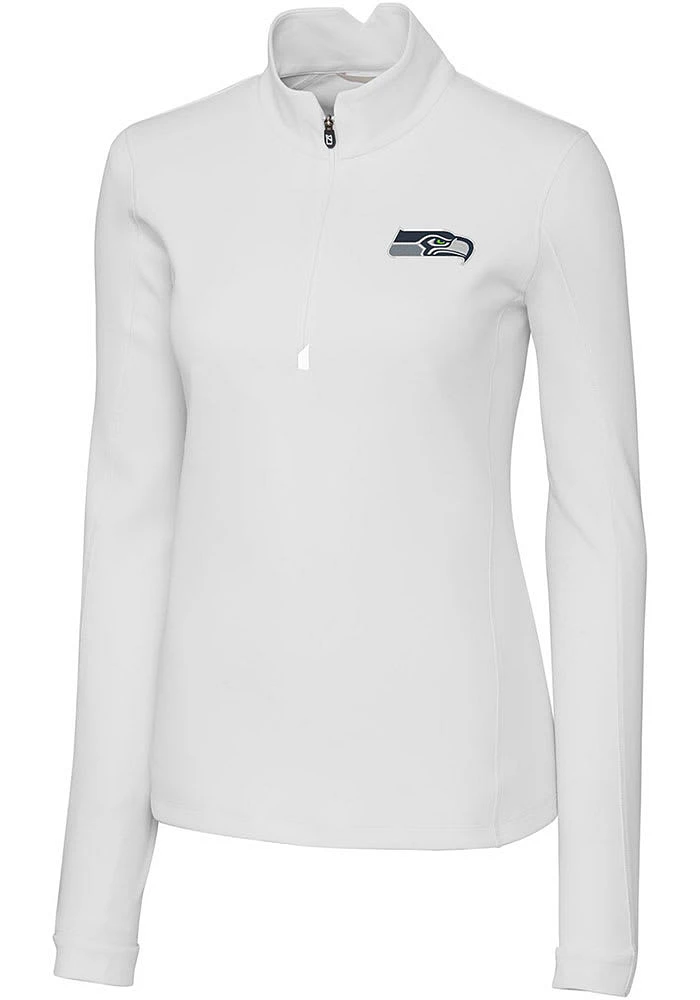 Cutter and Buck Seattle Seahawks Womens White Traverse Qtr Zip